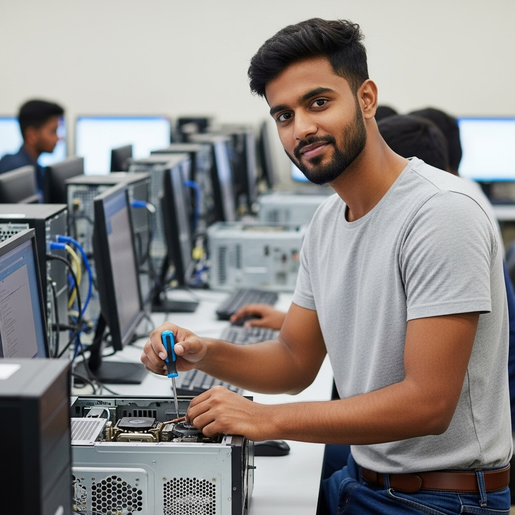Computer technician working at ANBU Computers